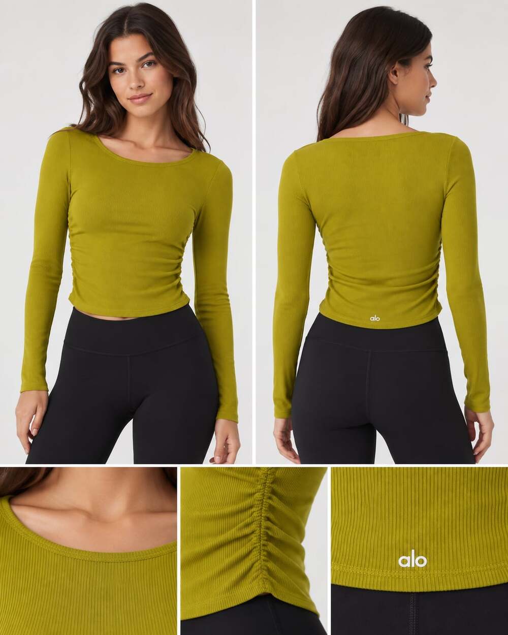 Alo Yoga Gather Long Sleeve – Chartreuse – Size Small – NWT